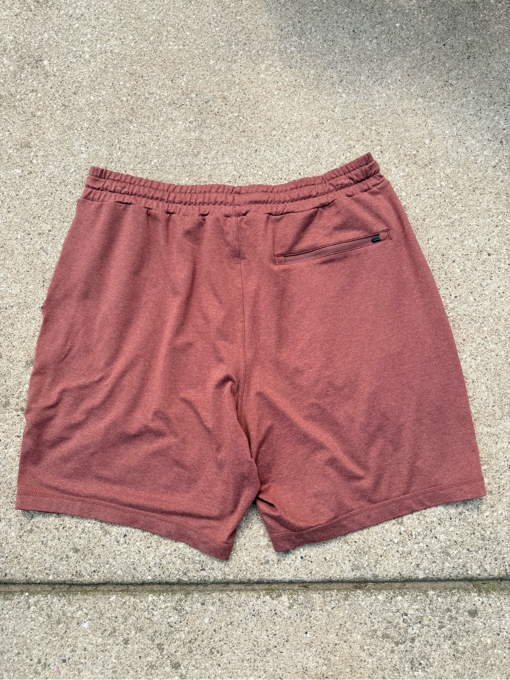 Vuori Men's Athletic Shorts in Rust Brown with Gray Drawstring - Picture 2 of 6